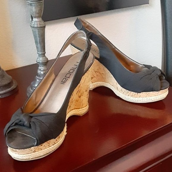 Moda Spana blk Espadrille fabric Wedges - Picture 7 of 9